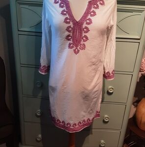 Elegant White and Purple Long Sleeve Dress